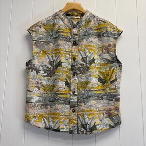 C & C California Tropical Floral Linen Blend Tank Size M Indie Beach Lightweight